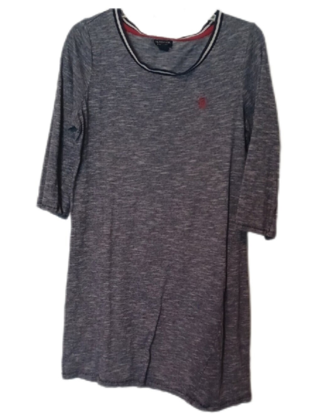 × U.S. Polo Assn. Heather Gray & Navy 3/4 Long Sleeve  Dress Women's Size Large